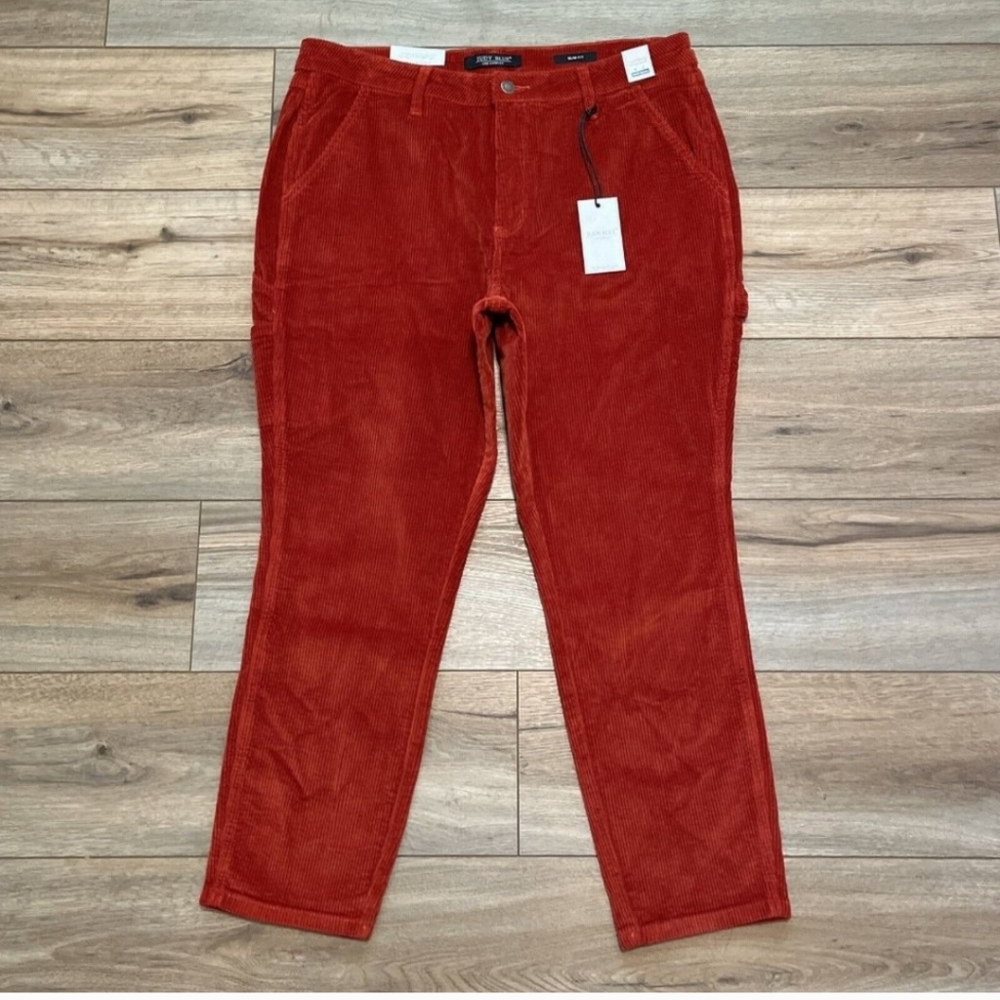 Judy Blue Rust Corduroy Jeans SZ 31 High Waist Slim Fit Carpenter Pants NWT